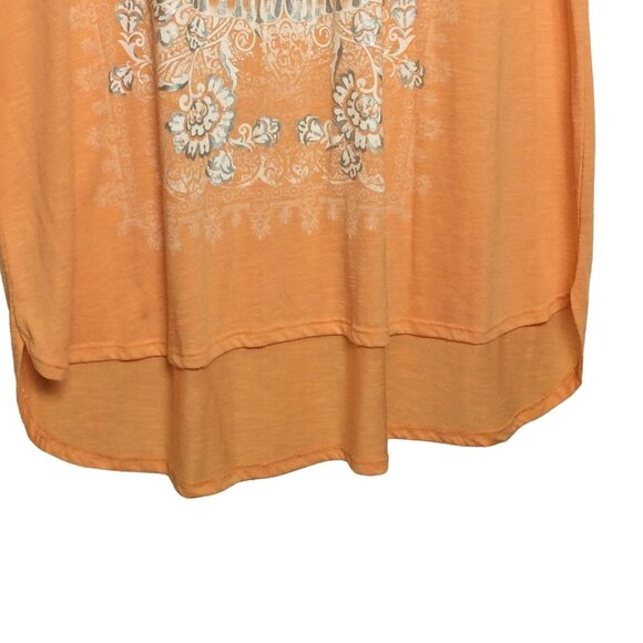 Madison & Berkeley Women's 2X Orange‎ Short Sleeve Graphic Top Blouse Boho Flowy - Picture 4 of 8
